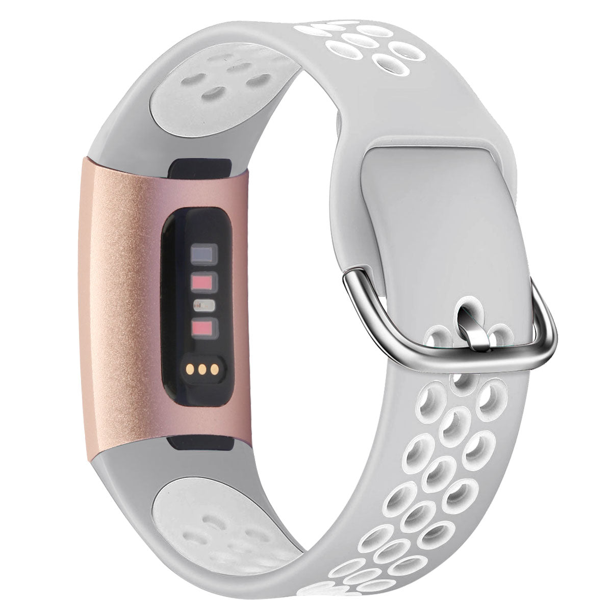 For Fitbit Charge 3 / 4 Watch Band Breathable Silicone Dual Color Wrist Strap Replacement - L / White+Black For Fitbit Charge 3 / 4 Watch Band Breathable Silicone Dual Color Wrist Strap Replacement - L / White+Black